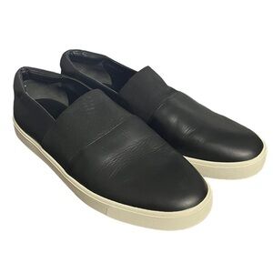 Vince Corbin Black Leather Slip On Sneakers